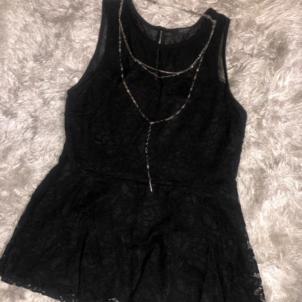 Black “babydoll” lace top